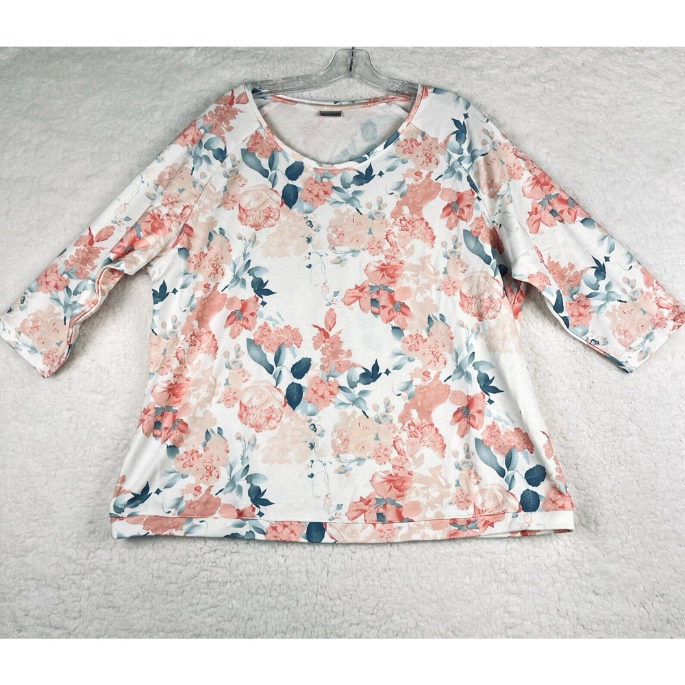 Vintage Damart Pullover Sweater Floral 3/4 Sleeve Cottage core Size 18 20 NWOT
